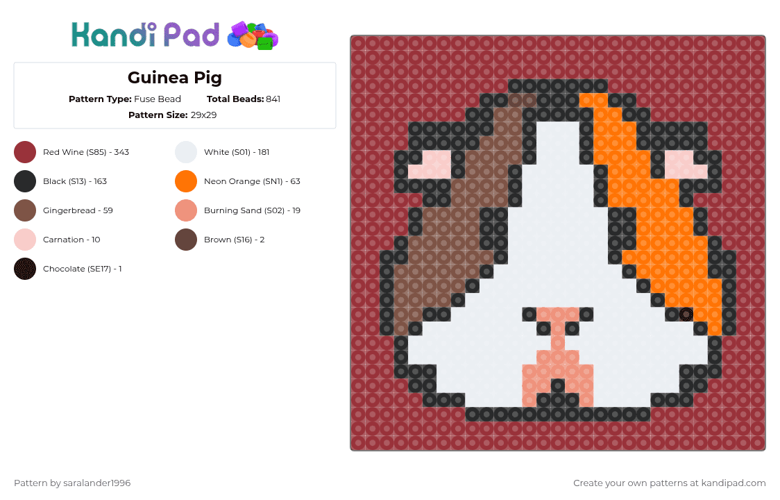 Guinea Pig - Fuse Bead Pattern by saralander1996 on Kandi Pad - red