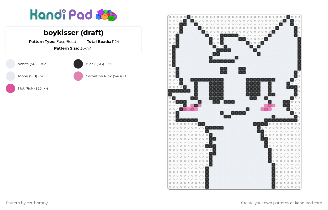 boykisser (draft) - Fuse Bead Pattern by certhomny on Kandi Pad - white