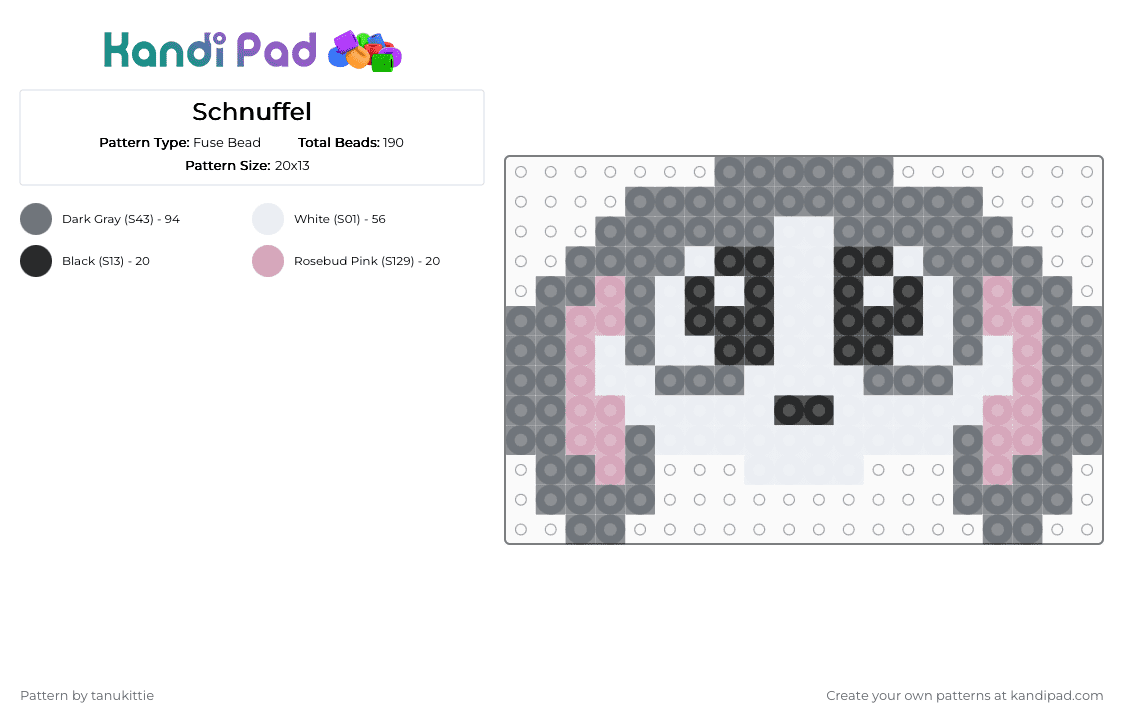 Schnuffel - Fuse Bead Pattern by tanukittie on Kandi Pad - gray