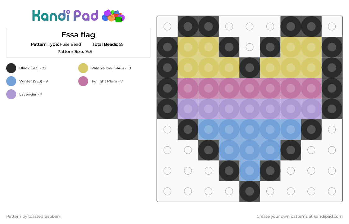 Essa flag heart - Fuse Bead Pattern by toastedraspberri on Kandi Pad - pink