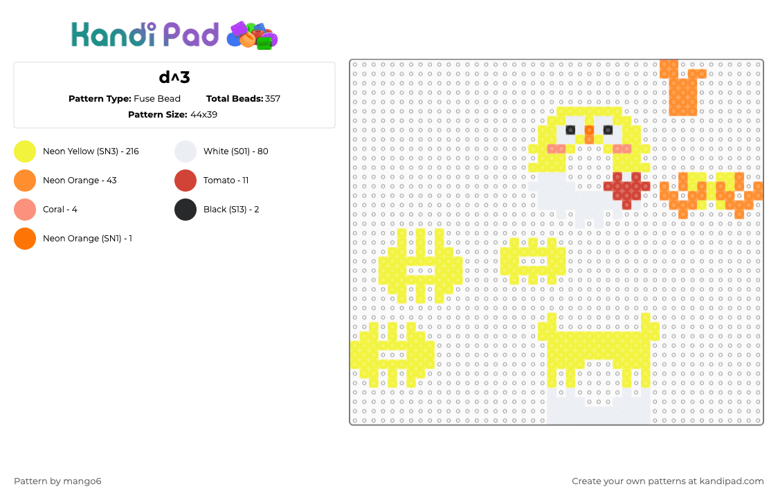 D^3 Fuse Bead Pattern - Kandi Pad | Kandi Patterns, Fuse Bead Patterns ...