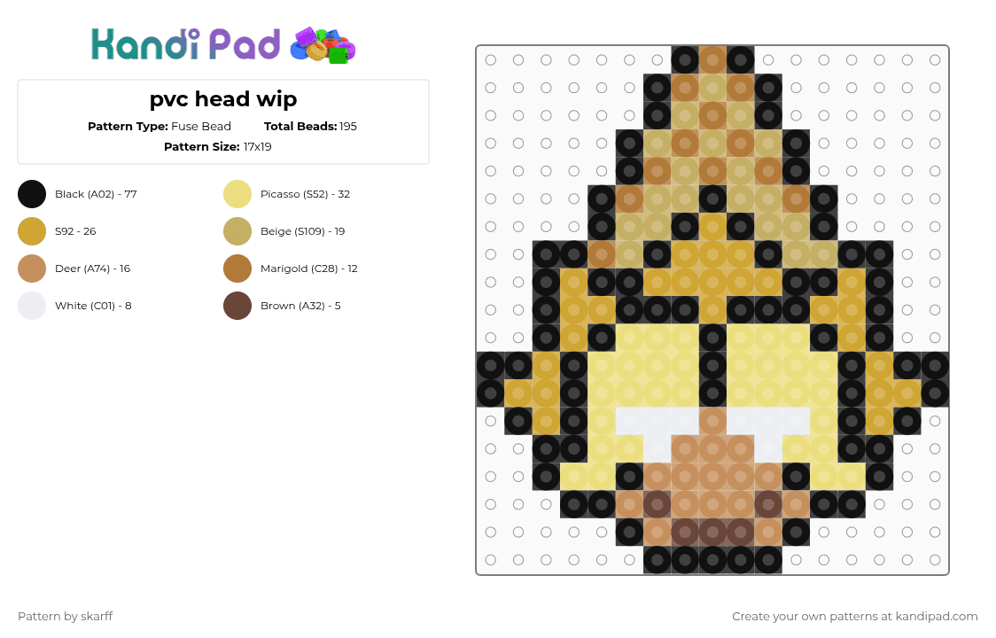 pvc head wip - Fuse Bead Pattern by skarff on Kandi Pad - orange, tan, yellow