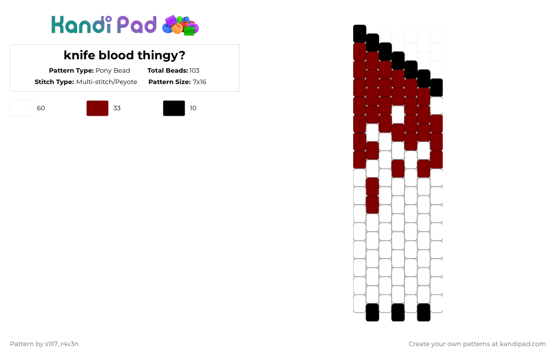 knife blood thingy? - Pony Bead Pattern by s1ll7_r4v3n on Kandi Pad - brown,white