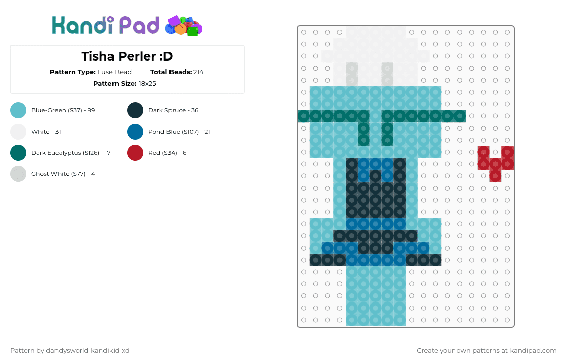 Tisha Perler :D - Fuse Bead Pattern by dandysworld-kandikid-xd on Kandi Pad - teal,tisha,dw,dandys world,cleanaholic,dandys,world,dandy