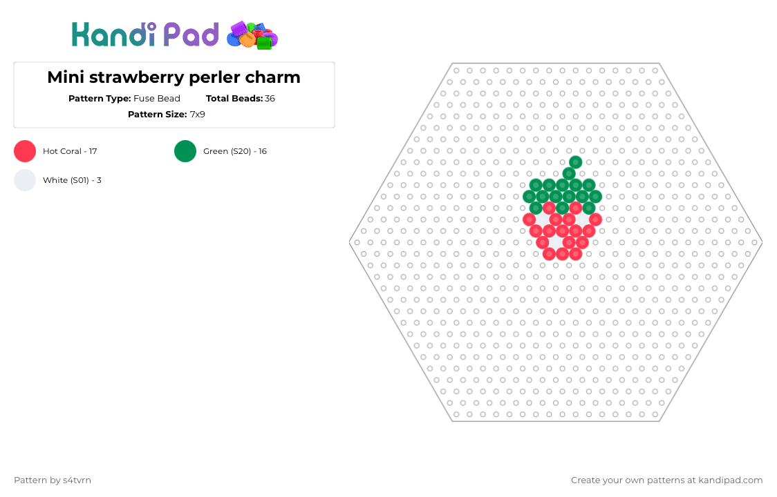 Mini strawberry perler charm - Fuse Bead Pattern by s4tvrn on Kandi Pad - red,green,strawberry,phone,charm,perler