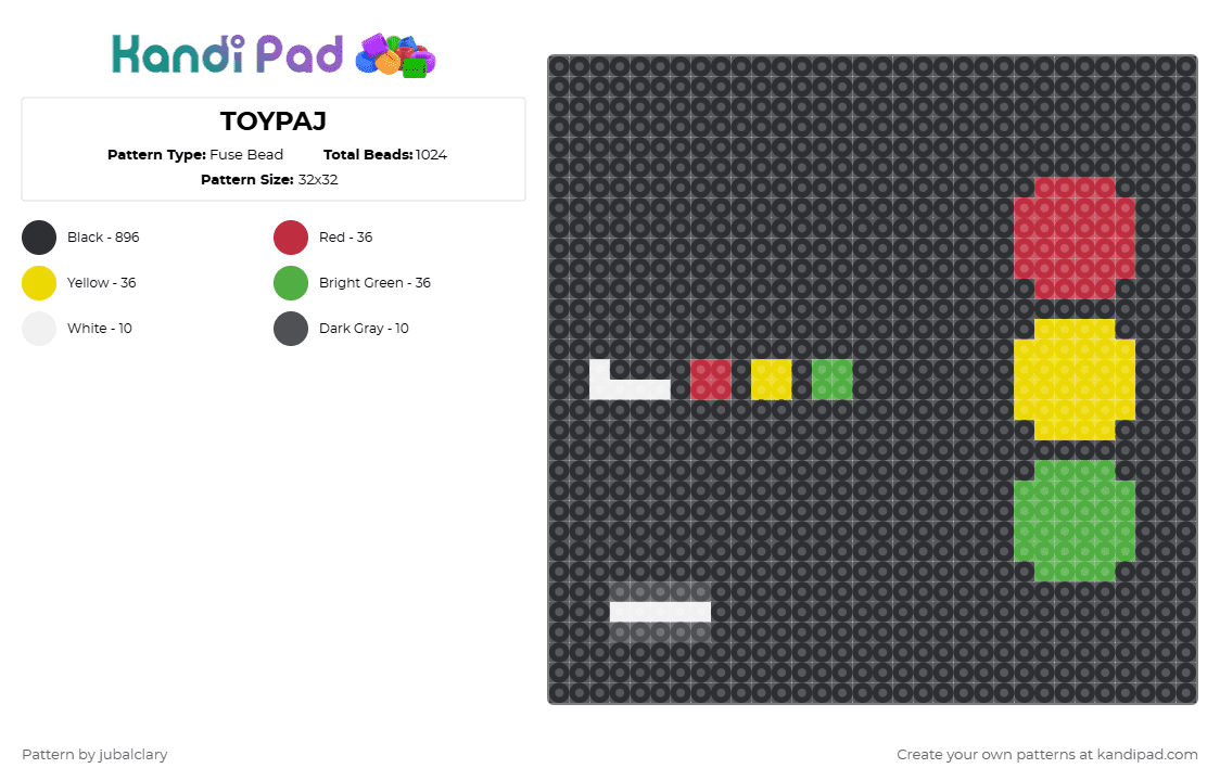 TOYPAJ - Fuse Bead Pattern by jubalclary on Kandi Pad - black,red,yellow,green,music,album,blink182,toypaj,blink,rock