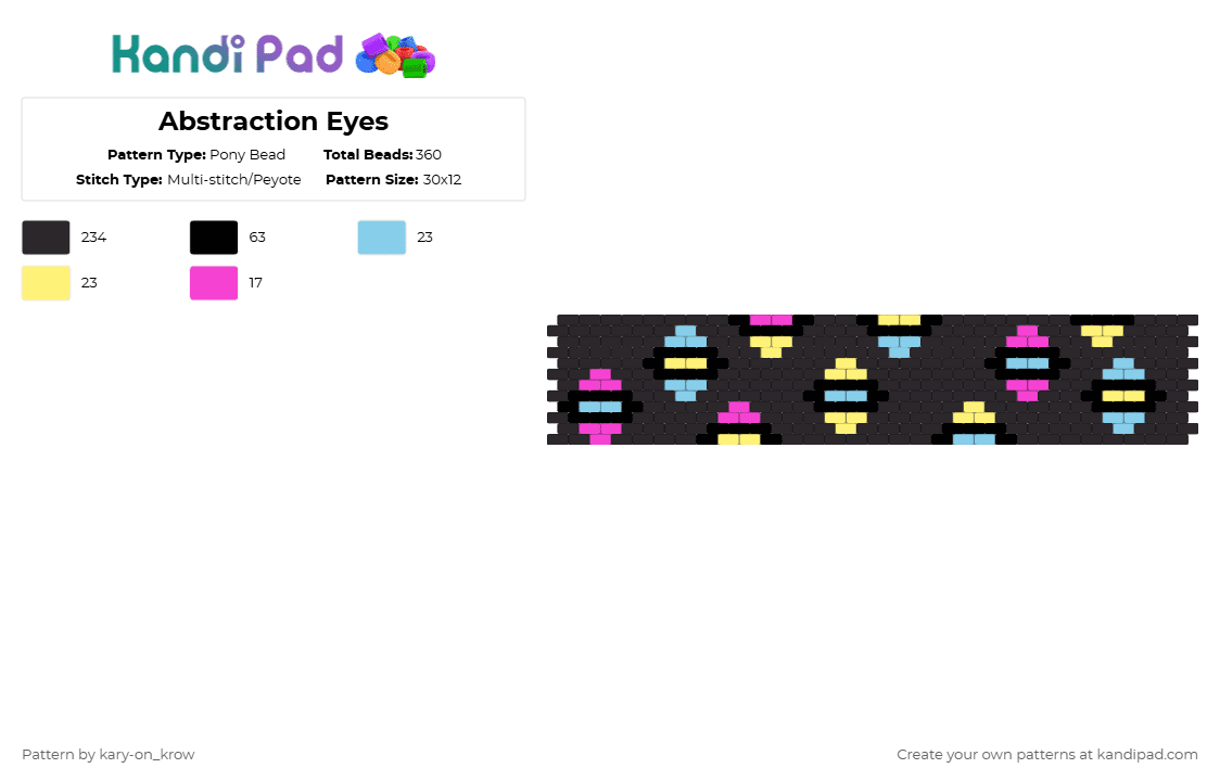 Abstraction Eyes - Pony Bead Pattern by kary-on_krow on Kandi Pad - black,light blue,yellow