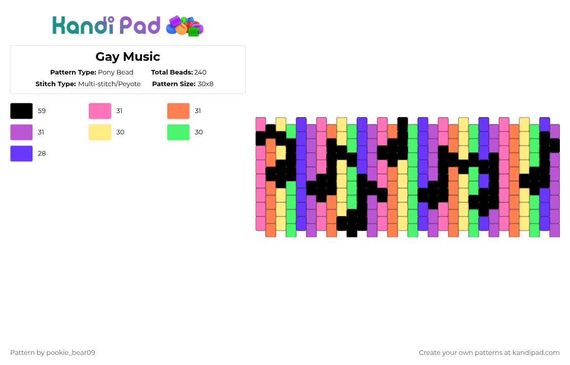 Gay Music - Pony Bead Pattern by pookie_bear09 on Kandi Pad - pink