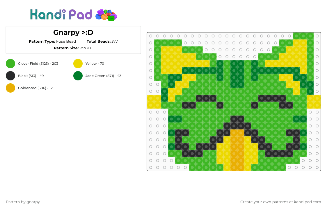 Gnarpy >:D - Fuse Bead Pattern by gnarpy on Kandi Pad - 
