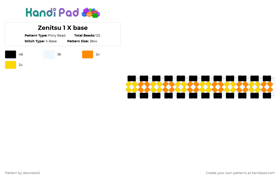Zenitsu 1 X base - Pony Bead Pattern by decoraloid on Kandi Pad - demon slayer, orange, yellow, zenitsu agatsuma