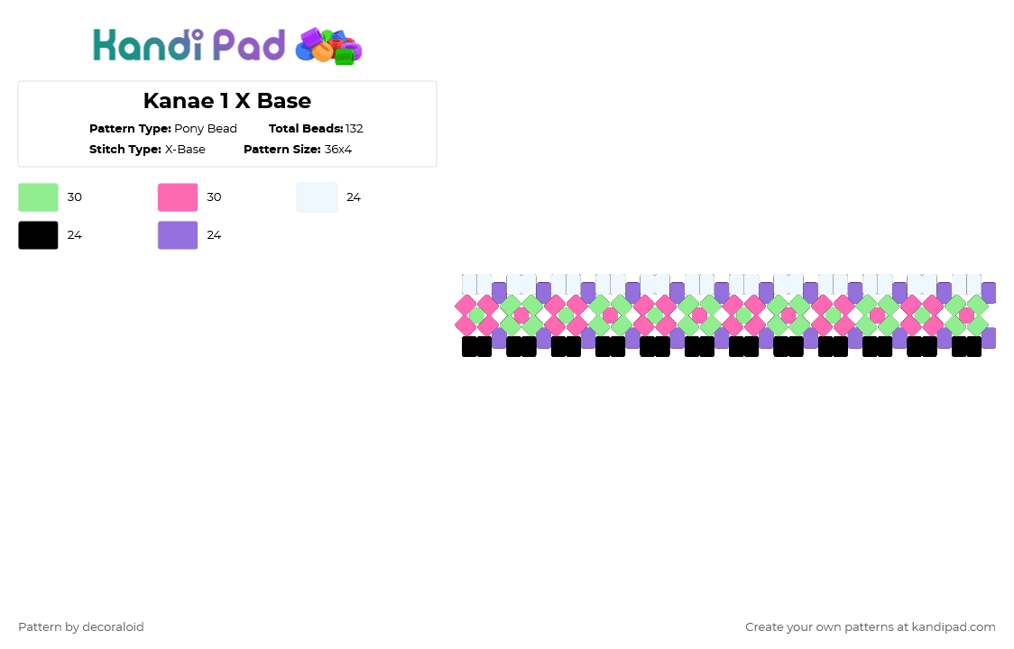 Kanae 1 X Base - Pony Bead Pattern by decoraloid on Kandi Pad - teal,pink,kanae kocho,demon slayer