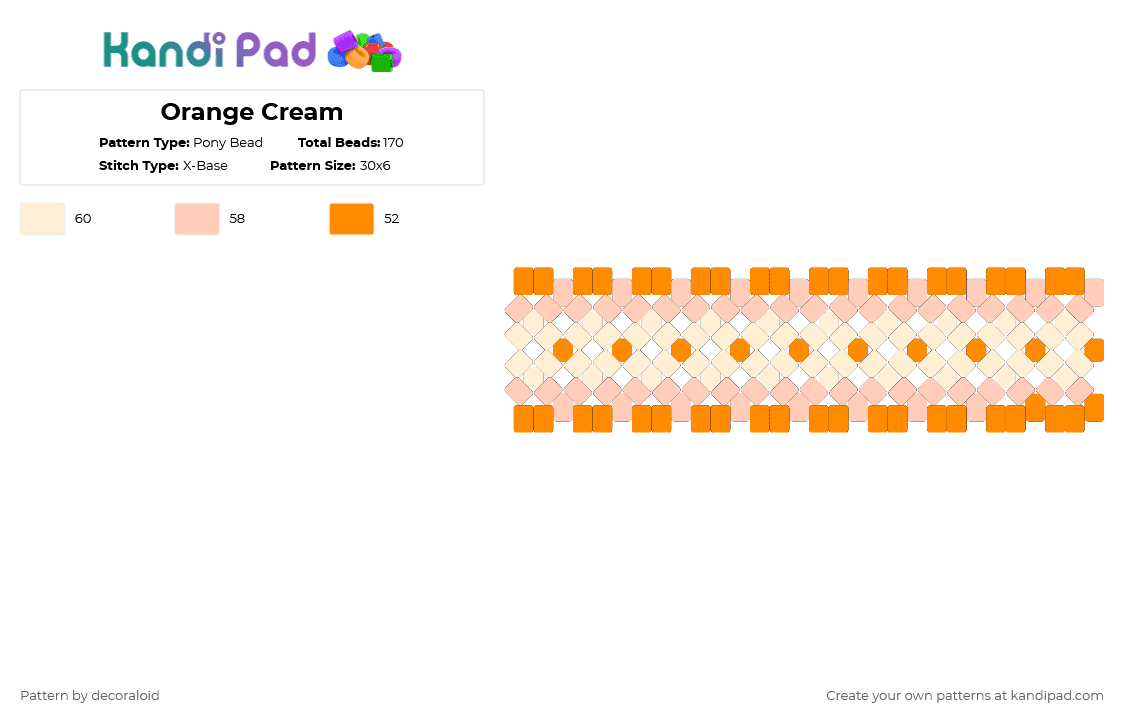 Orange Cream - Pony Bead Pattern by decoraloid on Kandi Pad - beige,orange