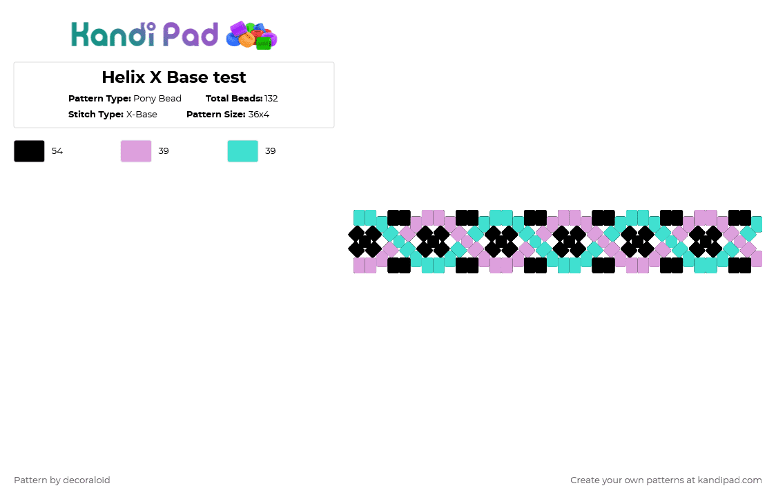 Helix X Base test - Pony Bead Pattern by decoraloid on Kandi Pad - pink,light blue
