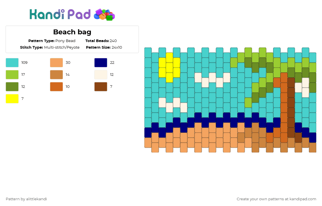 Beach bag - Pony Bead Pattern by alittlekandi on Kandi Pad - light blue,orange