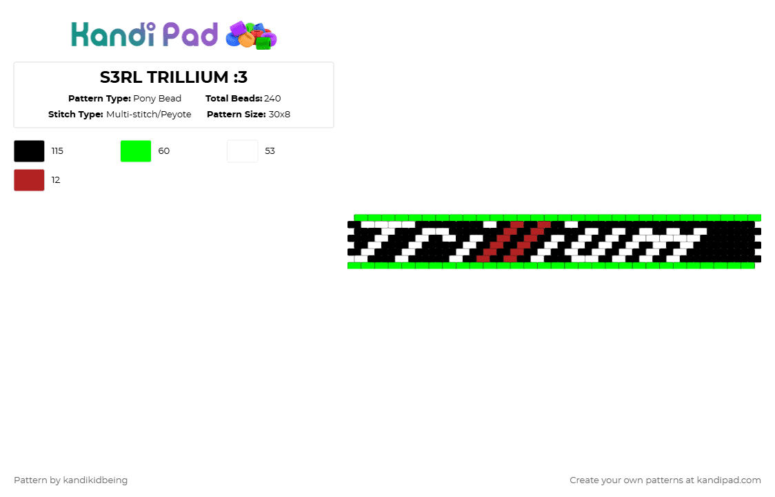 S3RL TRILLIUM :3 - Pony Bead Pattern by kandikidbeing on Kandi Pad - green