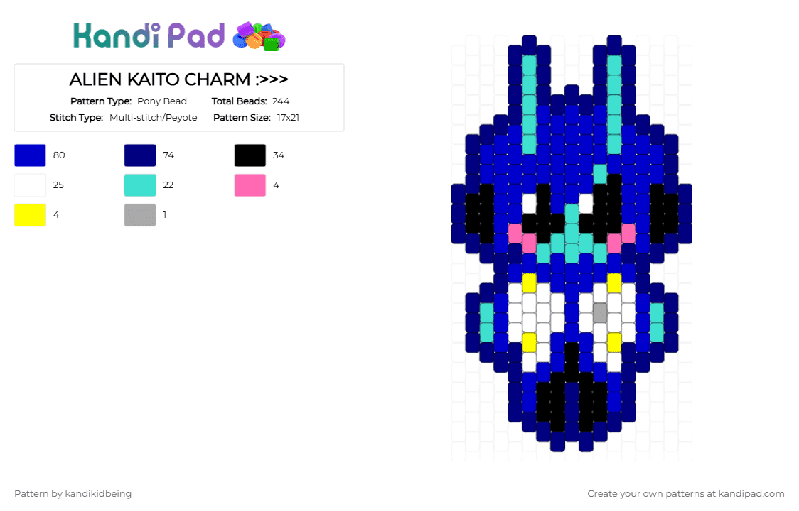 ALIEN KAITO CHARM :>>> - Pony Bead Pattern by kandikidbeing on Kandi Pad - purple
