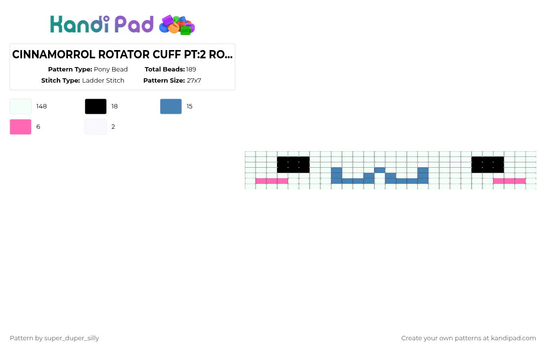 CINNAMORROL ROTATOR CUFF PT:2 ROTATOR - Pony Bead Pattern by super_duper_silly on Kandi Pad - white,blue,pink,cinnamorrol,cute,pt2,rotator,ladder,cinnamon,sanrio,japan