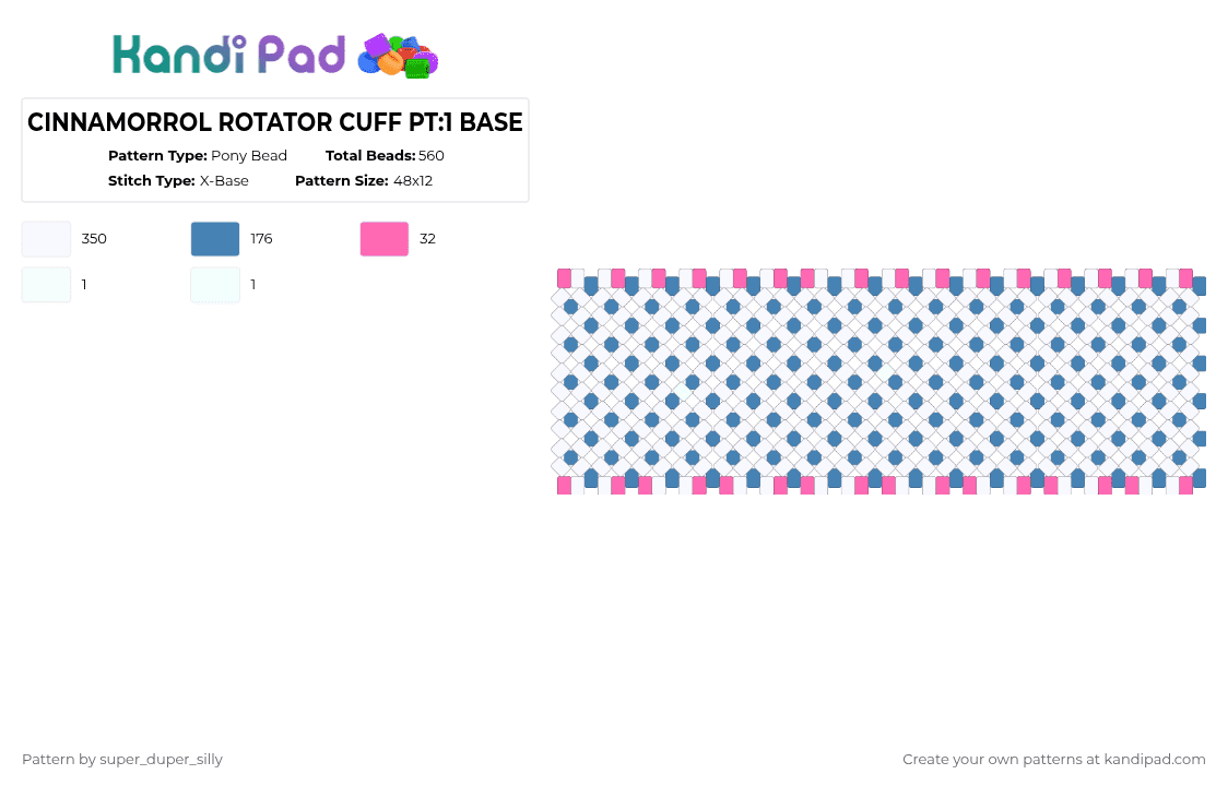 CINNAMORROL ROTATOR CUFF PT:1 BASE - Pony Bead Pattern by super_duper_silly on Kandi Pad - white,blue,sanrio,cinnamorrol,cute,japan,silly,dessert,cinnamon