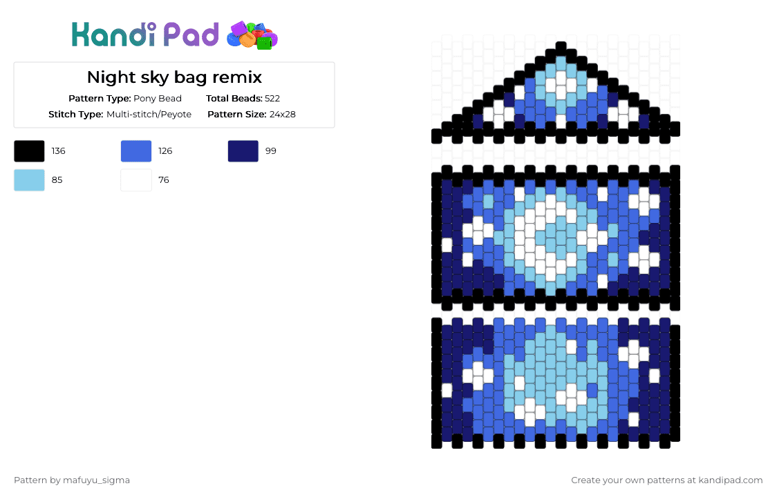 Night sky bag remix - Pony Bead Pattern by mafuyu_sigma on Kandi Pad - blue, purple