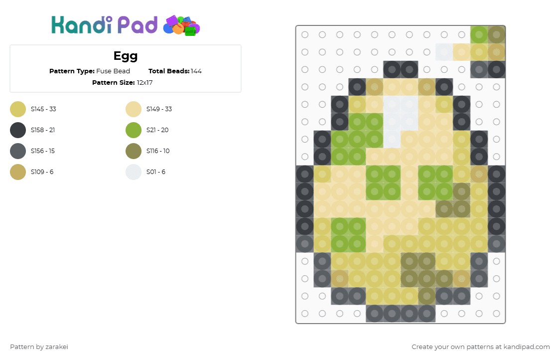 Egg - Fuse Bead Pattern by zarakei on Kandi Pad - 