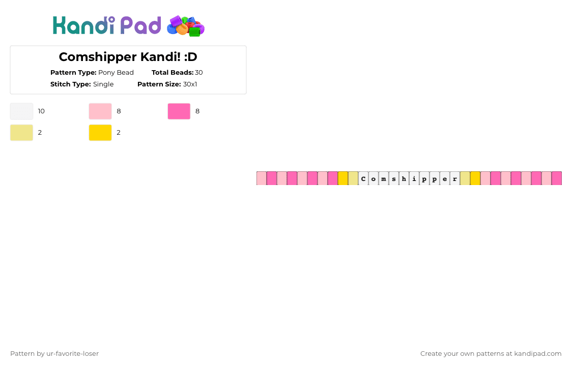 Comshipper Kandi! :D - Pony Bead Pattern by ur-favorite-loser on Kandi Pad - pink