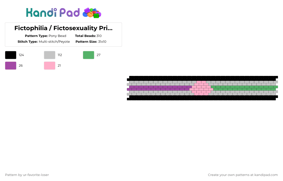 Fictophilia / Fictosexuality Pride Flag! - Pony Bead Pattern by ur-favorite-loser on Kandi Pad - 