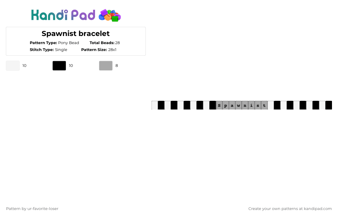 Spawnist bracelet - Pony Bead Pattern by ur-favorite-loser on Kandi Pad - beige, white