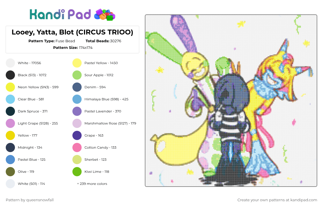 Looey, Yatta, Blot (CIRCUS TRIOO) - Fuse Bead Pattern by queensnowfall on Kandi Pad - cotdfestivalscultural,yatta,blot,looey