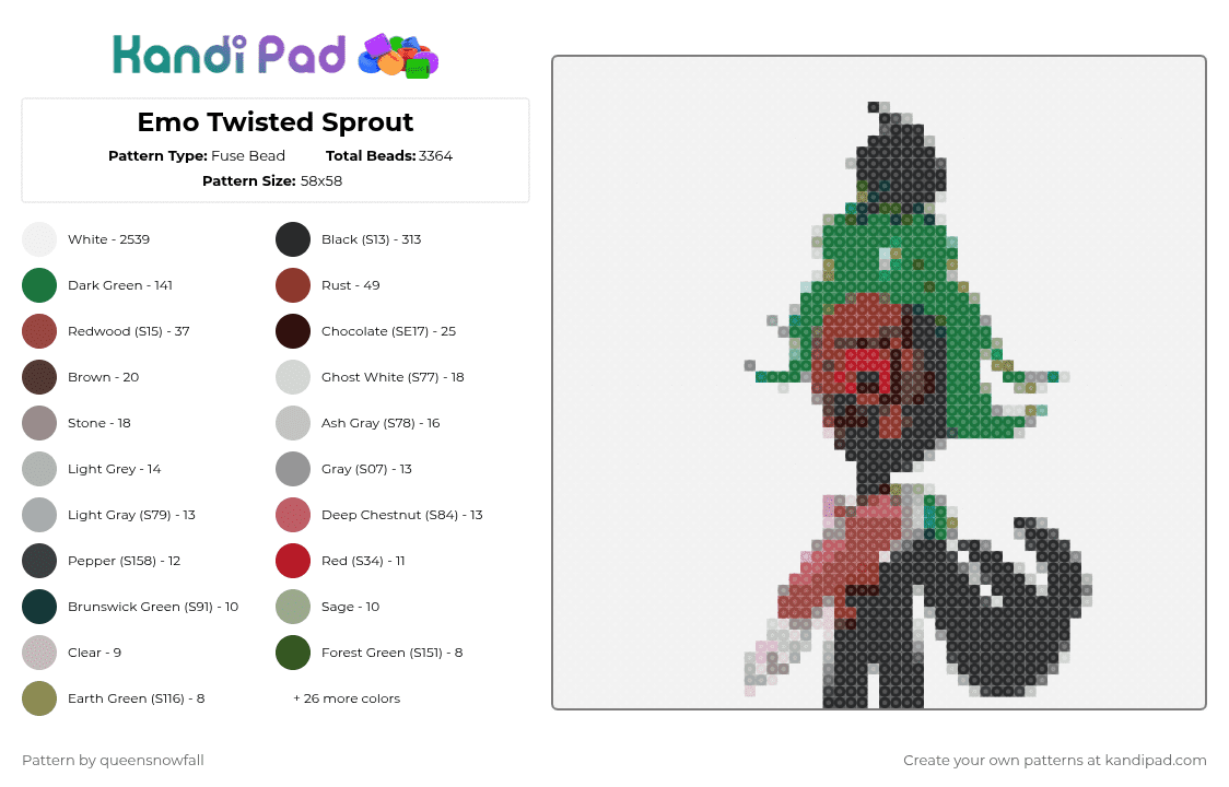 Emo Twisted Sprout - Fuse Bead Pattern by queensnowfall on Kandi Pad - cotdemo