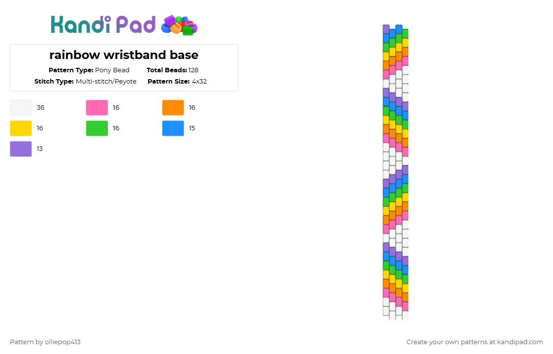rainbow wristband base - Pony Bead Pattern by olliepop413 on Kandi Pad - orange,green,colorful