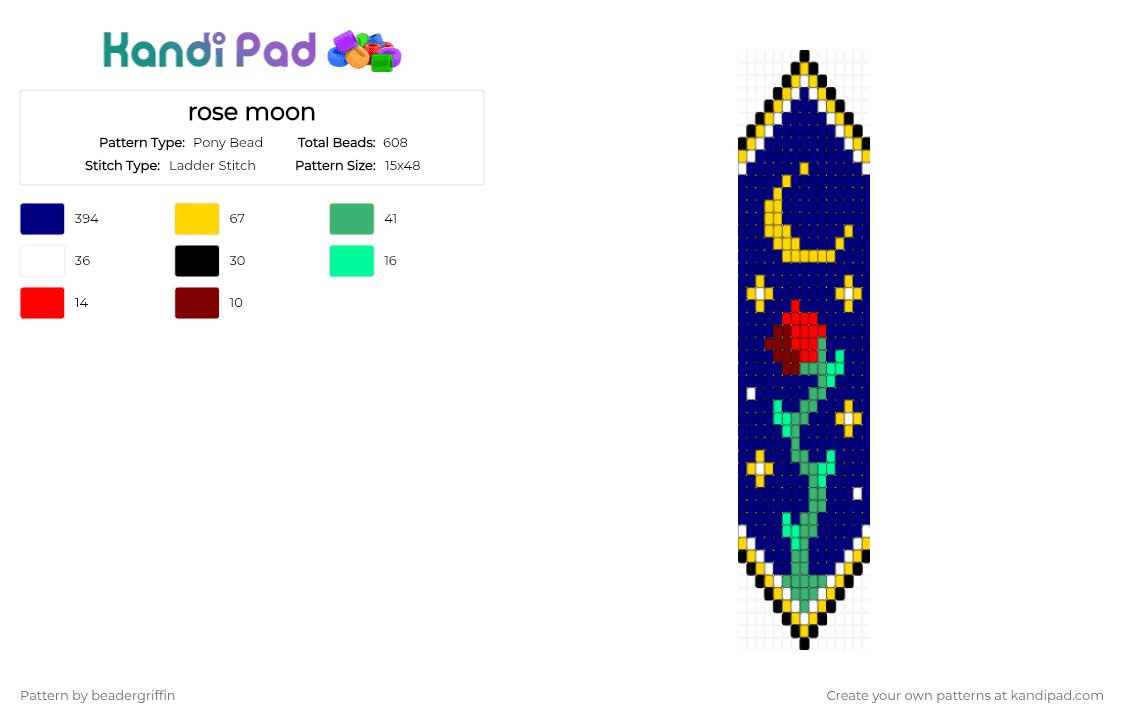 rose moon - Pony Bead Pattern by beadergriffin on Kandi Pad - purple