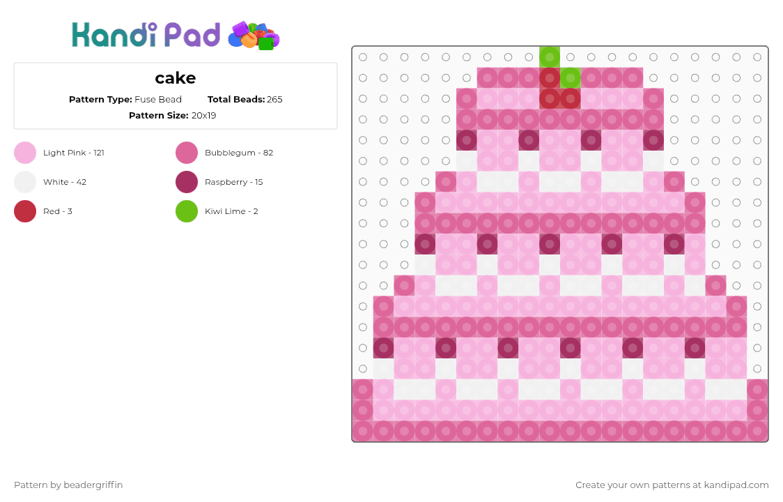 cake - Fuse Bead Pattern by beadergriffin on Kandi Pad - pink,cake