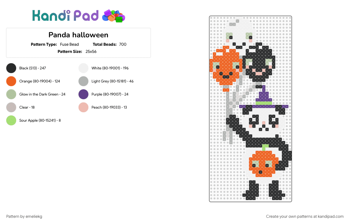 Panda halloween - Fuse Bead Pattern by emeliekg on Kandi Pad - beige, orange