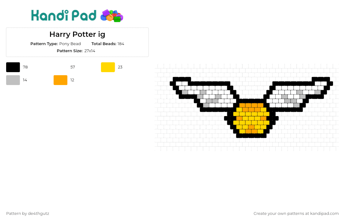 Harry Potter ig - Pony Bead Pattern by de4thgutz on Kandi Pad - golden snitch,harry potter,quidditch,magical,iconic,gatherings,gold,white,black