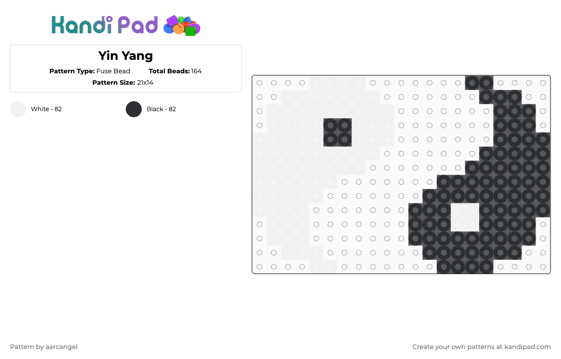 Yin Yang - Fuse Bead Pattern by aarcangel on Kandi Pad - white,black