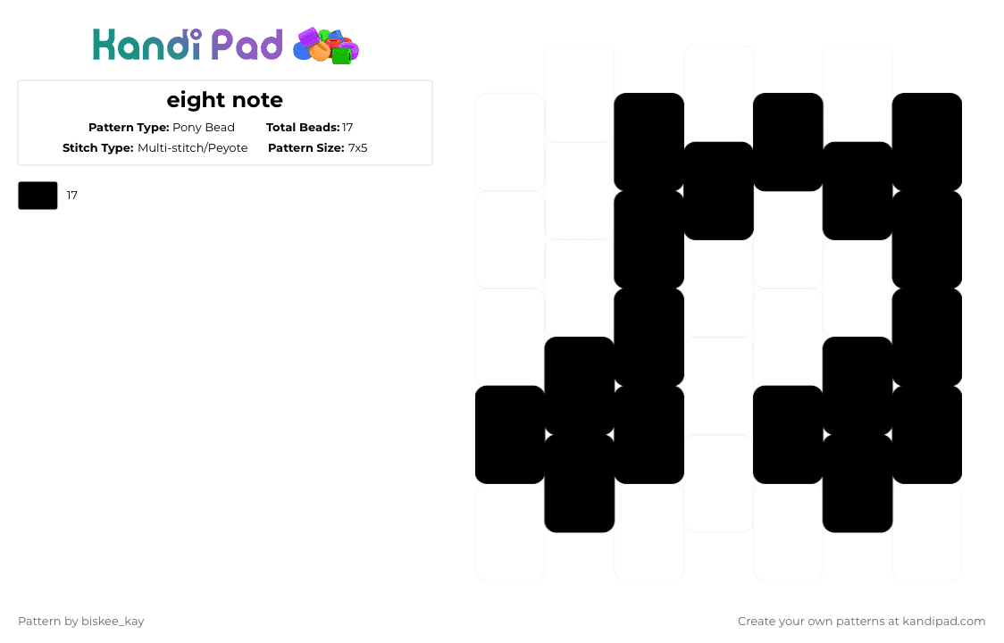 eight note - Pony Bead Pattern by biskee_kay on Kandi Pad - 