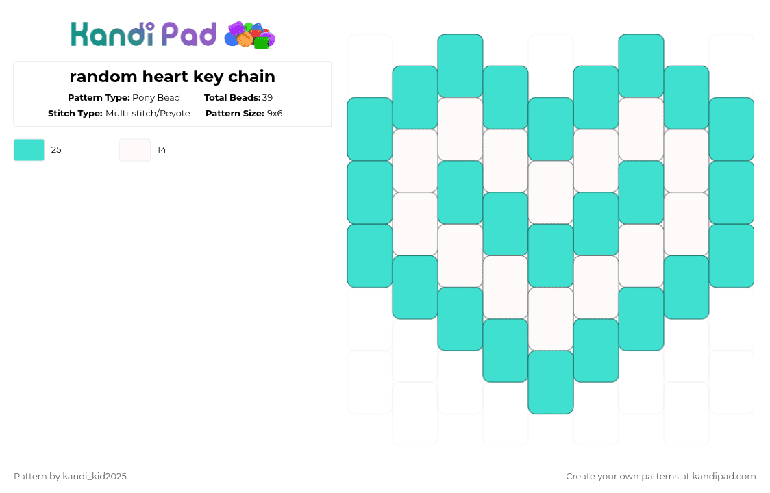 random heart key chain - Pony Bead Pattern by kandi_kid2025 on Kandi Pad - light blue,white
