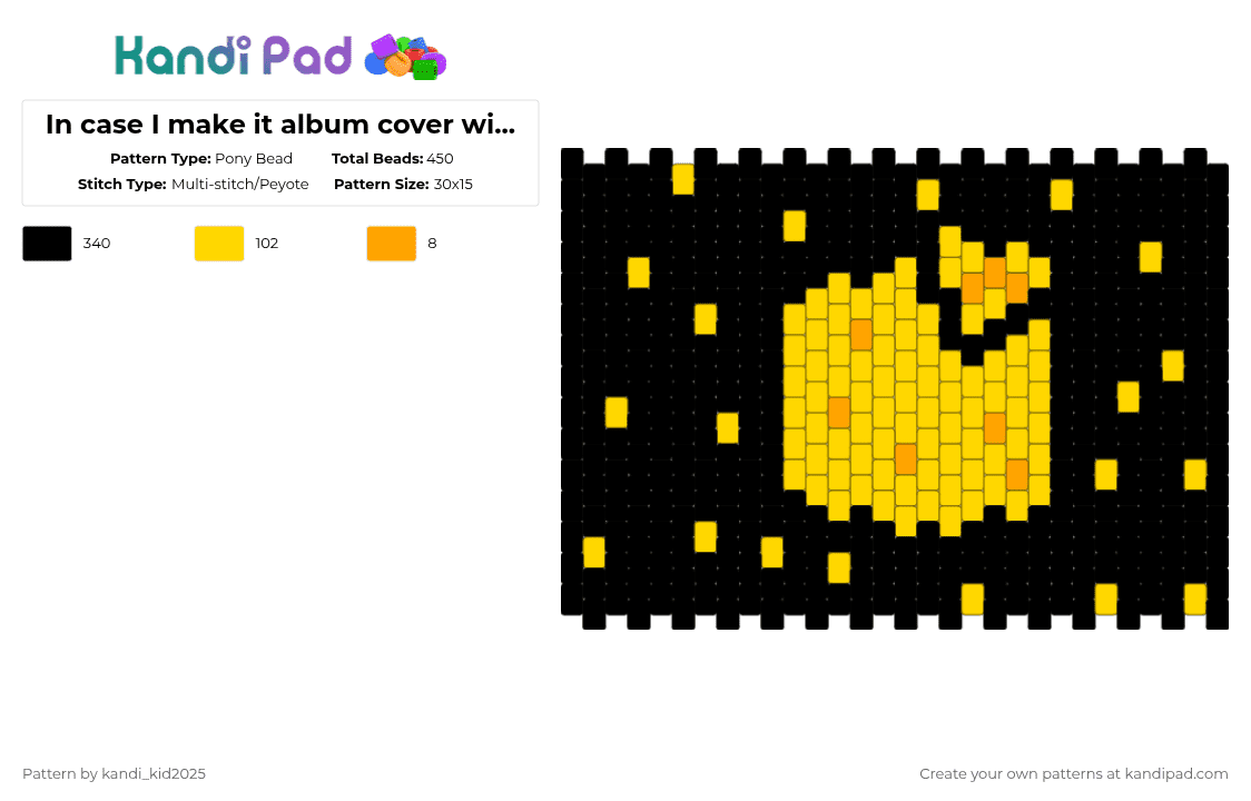 In case I make it album cover will wood cuff - Pony Bead Pattern by kandi_kid2025 on Kandi Pad - black,yellow