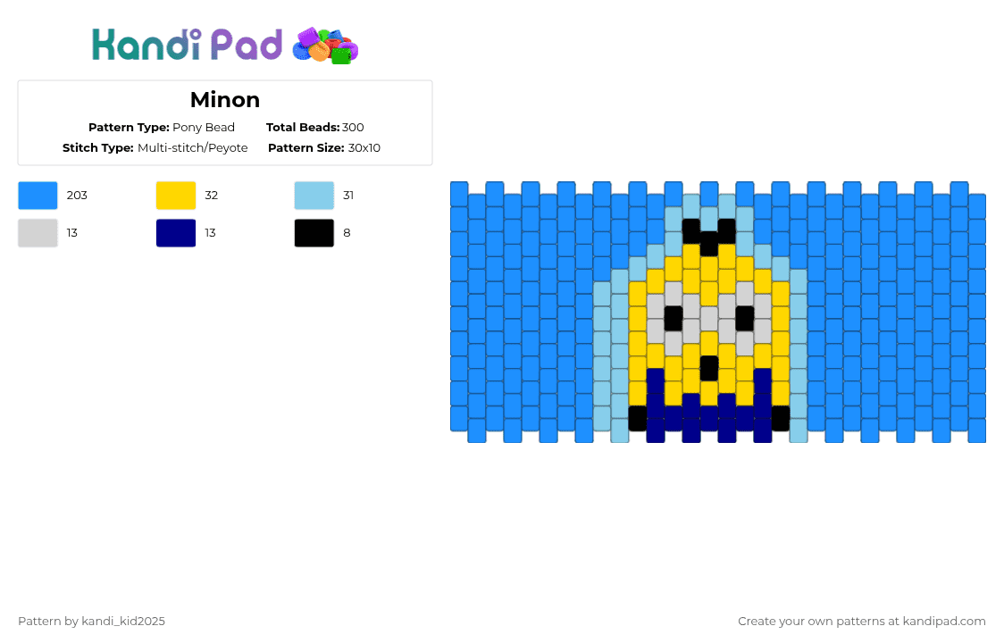 Minon - Pony Bead Pattern by kandi_kid2025 on Kandi Pad - light blue