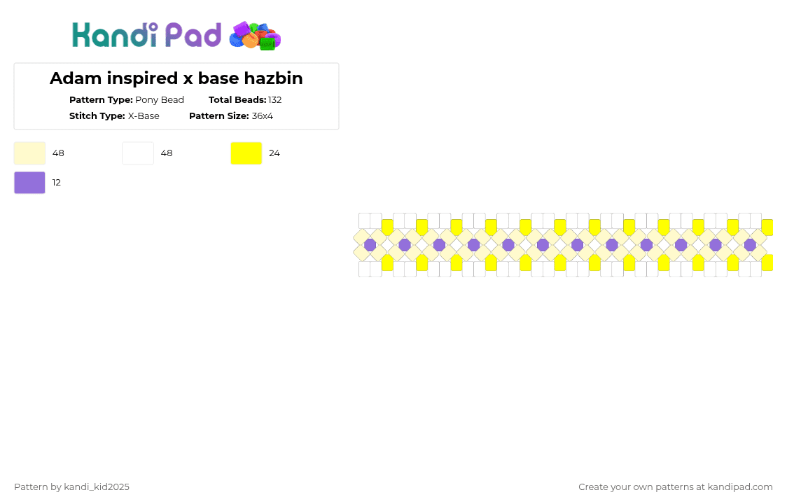 Adam inspired x base hazbin - Pony Bead Pattern by kandi_kid2025 on Kandi Pad - yellow