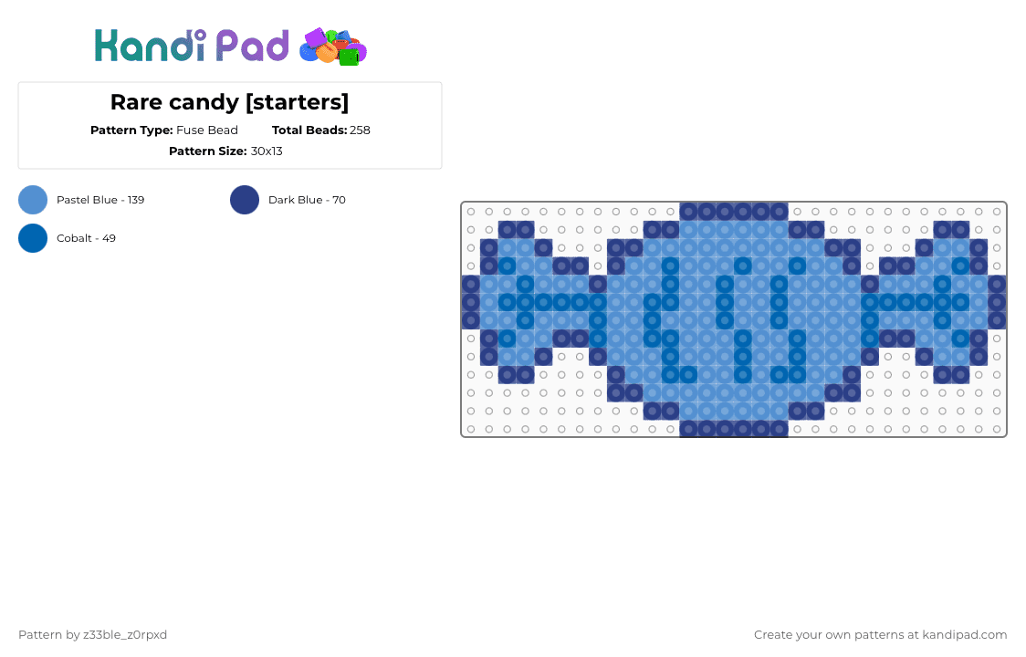 Rare candy [starters] - Fuse Bead Pattern by sardine on Kandi Pad - light blue,blue,starters,rare candy,dr sylveon,pokemon,fennekin,chespin,i have 1 braincell left,mudkip