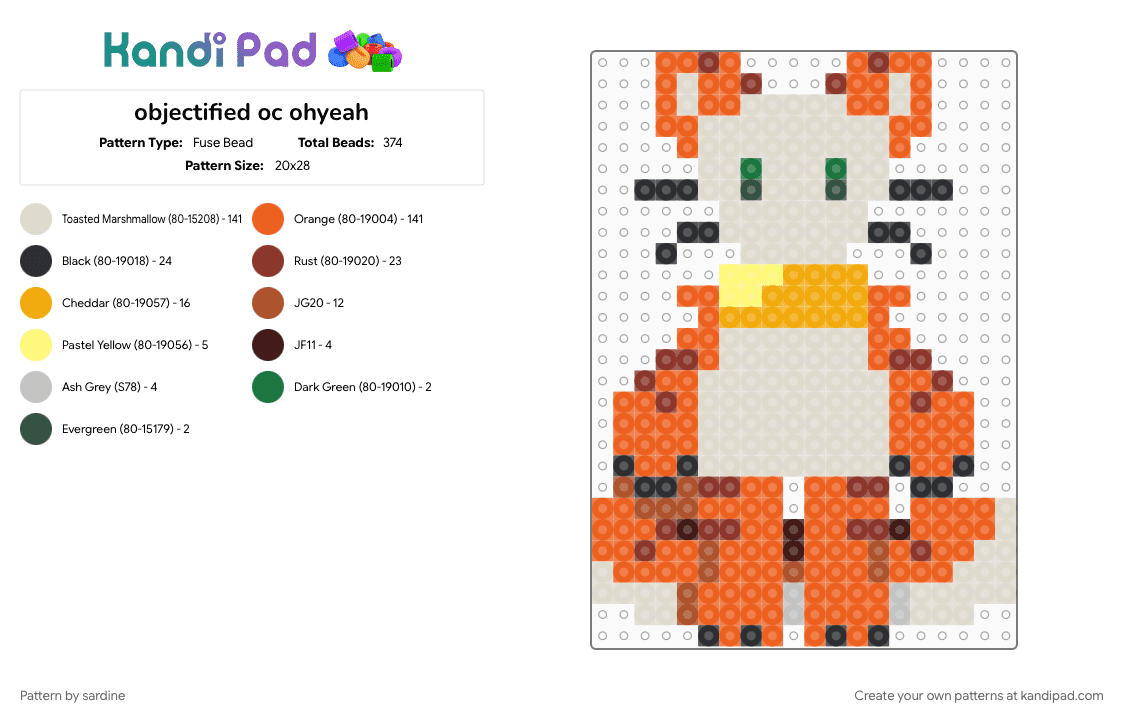 objectified oc ohyeah - Fuse Bead Pattern by sardine on Kandi Pad - beige, bestial, comic, objectified, orange, osc, scroll, tiger
