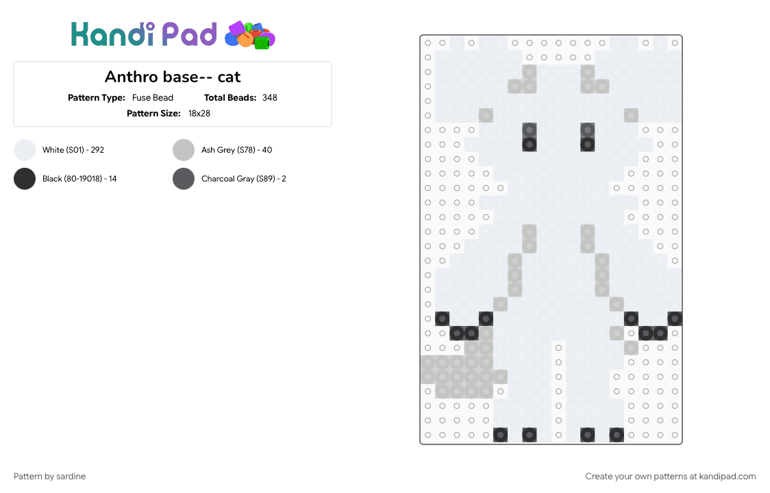 Anthro base-- dog - Fuse Bead Pattern by sardine on Kandi Pad - anthro, anthropomorphic, base, beige, dog, free to remix, free to use, white