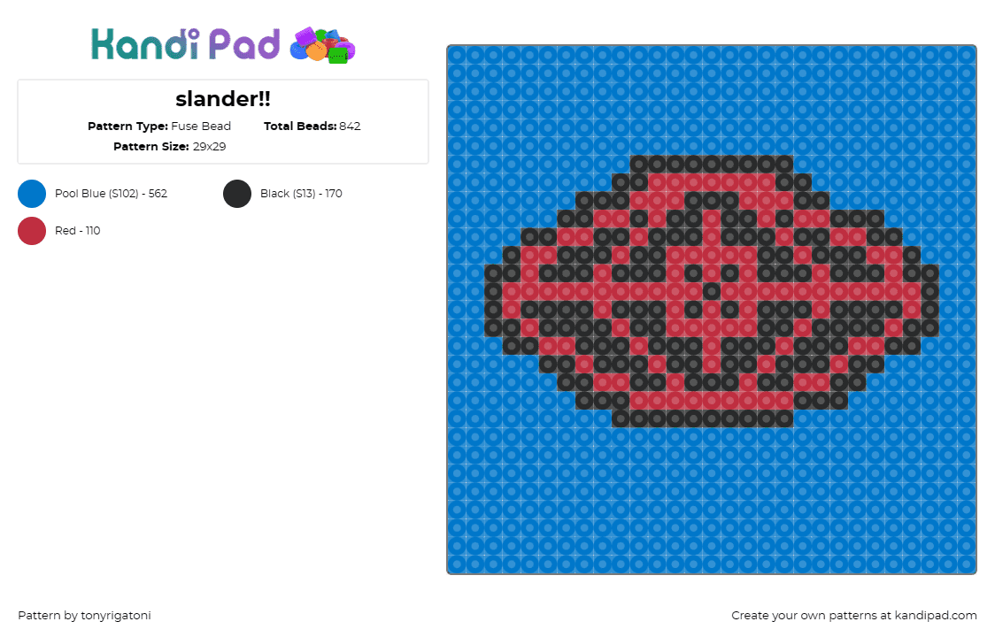 slander!! - Fuse Bead Pattern by tonyrigatoni on Kandi Pad - slander,music,edm,dj,vibrant homage,scene,craft with style,red,black,blue