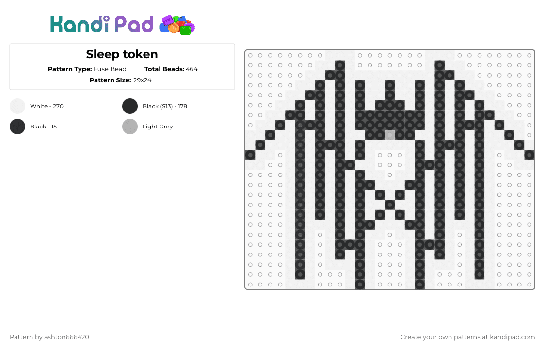 Sleep token - Fuse Bead Pattern by ashton666420 on Kandi Pad - white