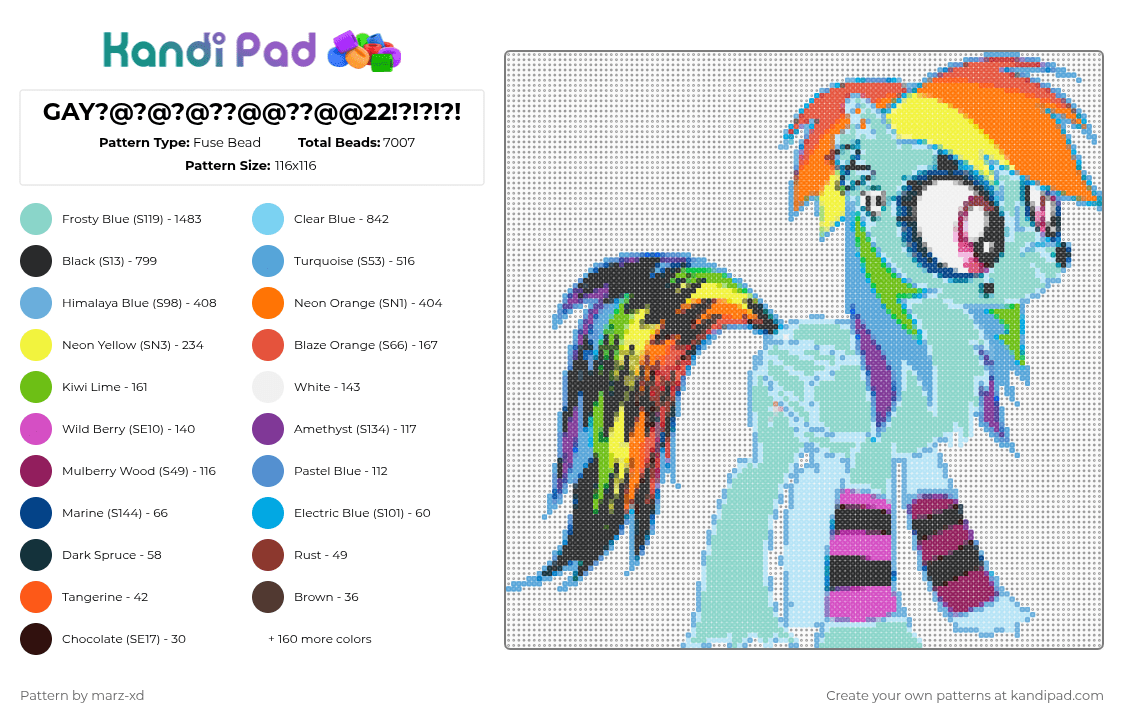 GAY?@?@?@??@@??@@22!?!?!?! - Fuse Bead Pattern by marz-xd on Kandi Pad - light blue,pink,orange