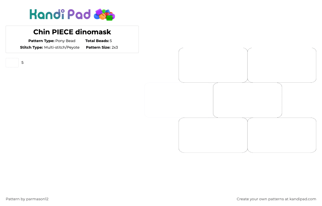 Chin PIECE dinomask - Pony Bead Pattern by parmason12 on Kandi Pad - 
