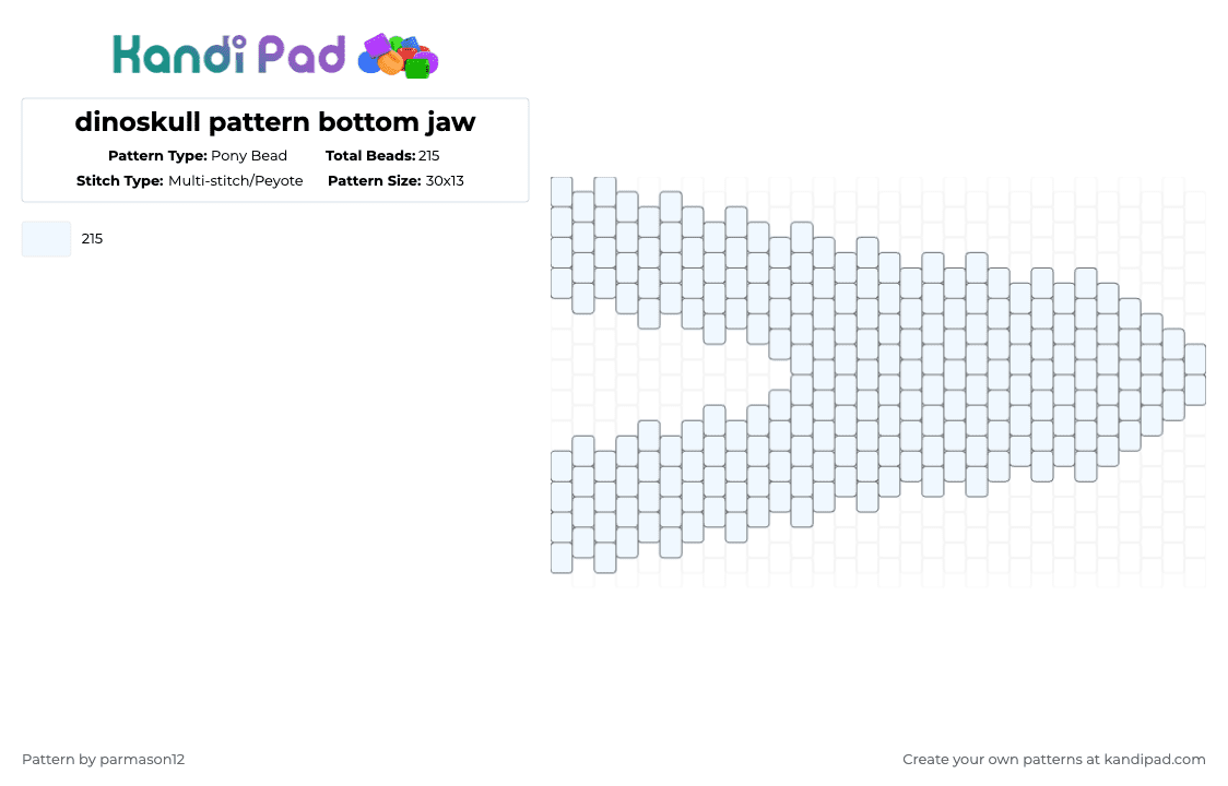 dinoskull pattern bottom jaw - Pony Bead Pattern by parmason12 on Kandi Pad - white