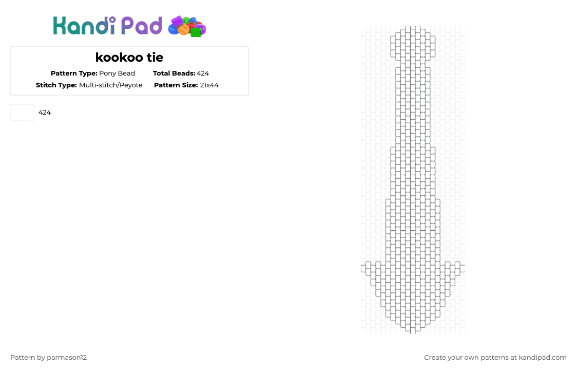 kookoo tie - Pony Bead Pattern by parmason12 on Kandi Pad - white