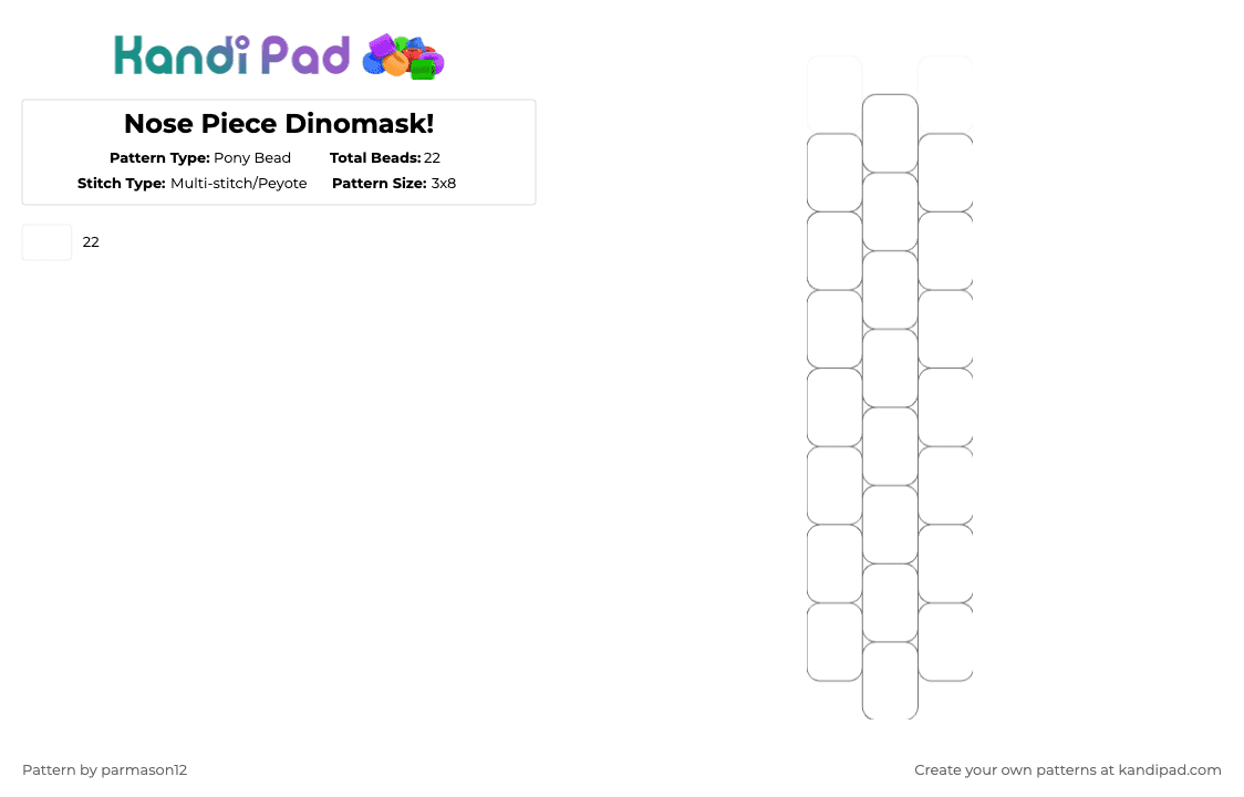 Nose Piece Dinomask! - Pony Bead Pattern by parmason12 on Kandi Pad - white